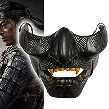 Halloween Ghost of Tsushima Sakai Cosplay Mask Half Face Samurai Resin Costume