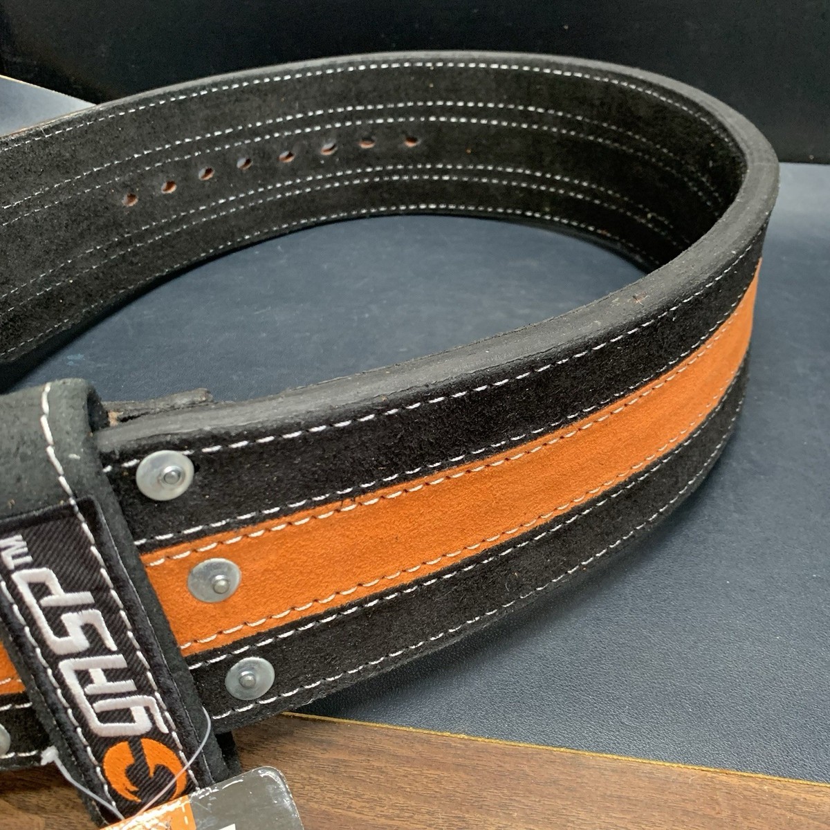 GASP 13mm Suede Leather Power Lifting Belt Black & Orange Size XXL