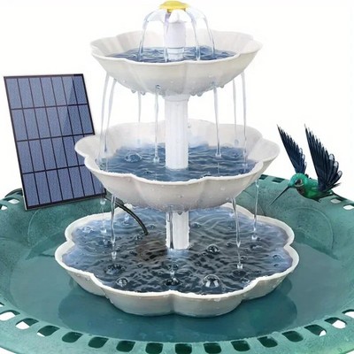 Solar Wasserbrunnen Vogelbad Garten Wasserquelle Dekoration DIY