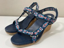 Sandalias para mujer talla 7 TEVA Arabelle mosaico corcho tacón de cuña zapatos punta abierta