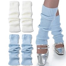 Ribbed Knitted Leg Warmers for Women Girls 80s Retro Winter Short Slouch Knee...