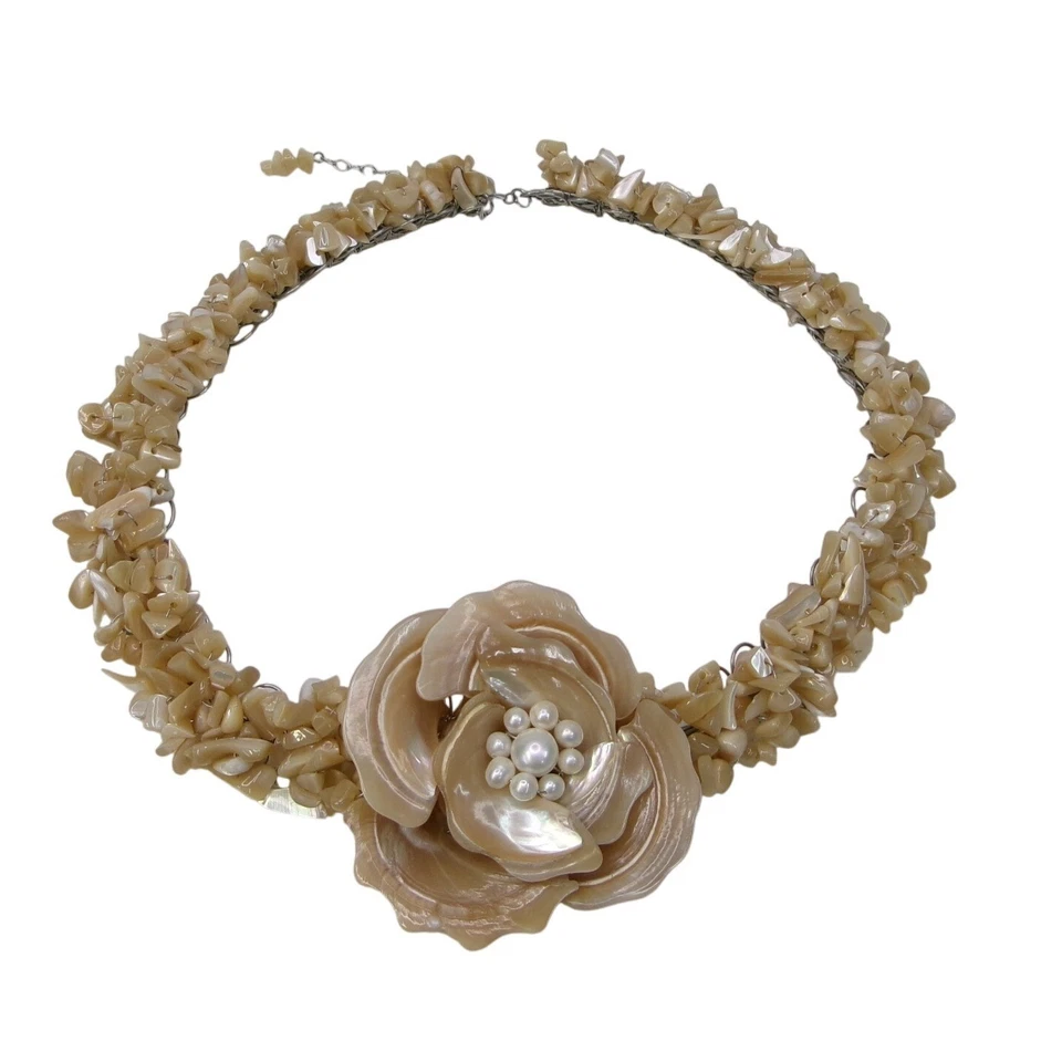 Collar gargantilla collar perlas concha de nácar 925 herrajes de ley Foto 2 de 4