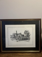 Vintage Glenda Rae English Countryside Graphics Picture in a wooden frame