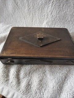 Vintage Wooden Storage Box Rustic Document Deed Keepsake Box Handmade Style
