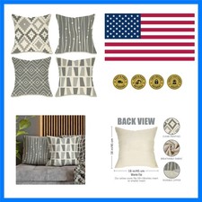 Modern Geometric Decorative Throw Pillow Covers 18 x 18 Set of 4 Grey Aesth...