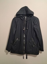 WomensnF&F navy hooded Rubber Feel jacket size coat size 10 - Satisfactory
