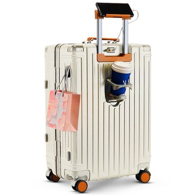 20''Carry On Hardshell Spinner Suitcase USB Port Cup Phone Holder TSA Lock Travel