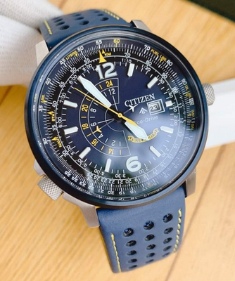 Citizen Promaster Nighthawk Blue Angels Leather Men's Watch BJ7007