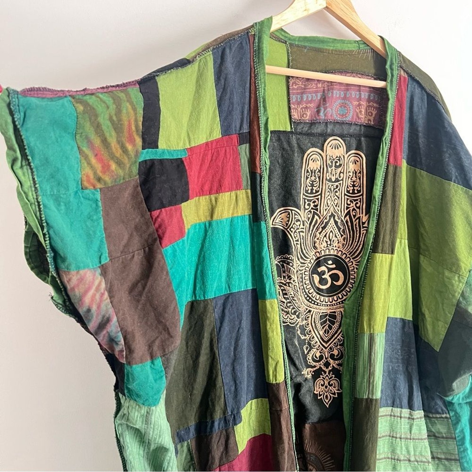 Handmade Boho Hamsa Hand Patchwork Dashi Kimono D… - image 5