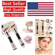 2-Pack Dual-Ended Makeup Brushes, Angled Foundation & Concealer   Synthetic f...