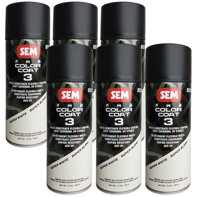 SEM Color Coat 3 Super White 12oz Aerosol Flexible Interior Paint 6 Pack