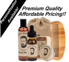 Grooming Kit. Beard Oil, Beard Balm, Beard Wash, Soap  Wood Beard Comb