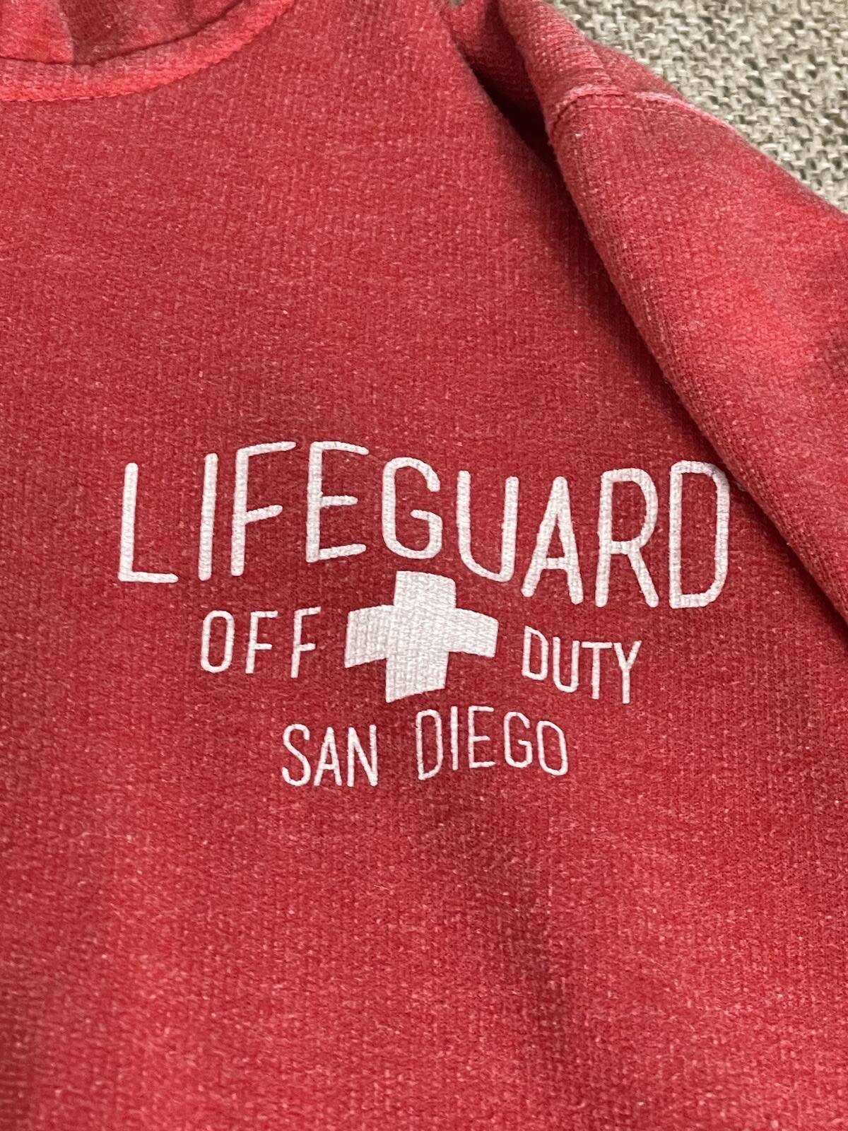 San Diego Lifeguard Red and White Small Hoodie Zip Up Long Sleeve