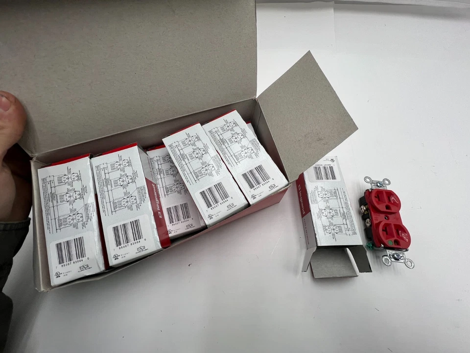 (Pack of 10) Pass and Seymour legrand 8300-HRED Duplex Receptable 20A, 125V Red - Image 2 of 4