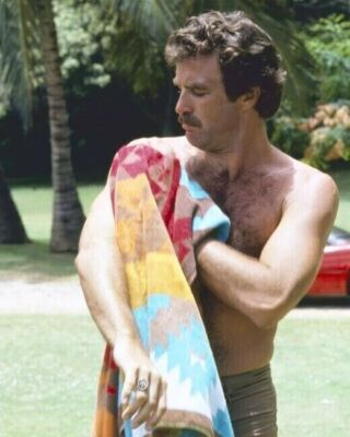 #ad #ad Tom Selleck as TV#x27;s Magnum wipes himself dry with towel 11x17 inch Poster $19.99