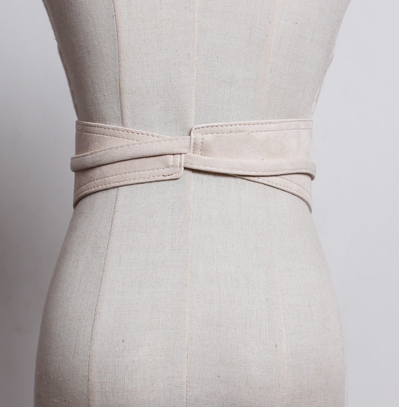 Women Faux Suede Tassels Belt Bow Tie Retro Corset Waistband  display picture 1