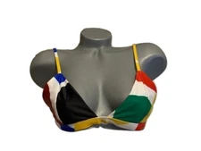 New MARA HOFFMAN L rainbow color block bikini top halter separates swimsuit