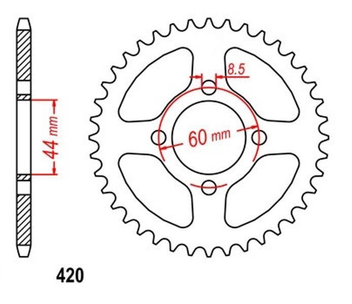 Roue a Chaîne 52 Dents 420 en Acier Renforcé pour Yamaha DT 50 MX-S