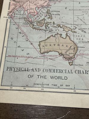 Antique Multicolor 1885 Map Of The World 18.5x12 Inches | eBay