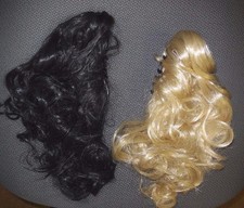 NEW/PKG Clip on Ponytail Hair Extension Blonde or Black One Size 9 inch wavy