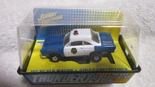 JOHNNY LIGHTNING THUNDER JET 500 POLICE CAR HO SLOT CAR BLUE/WHITE