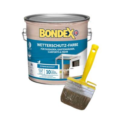 Bondex Wetterschutz-Farbe 2,5 L + 1 Extra Pinsel