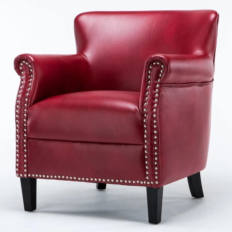 Nailhead leather 2024 club chair