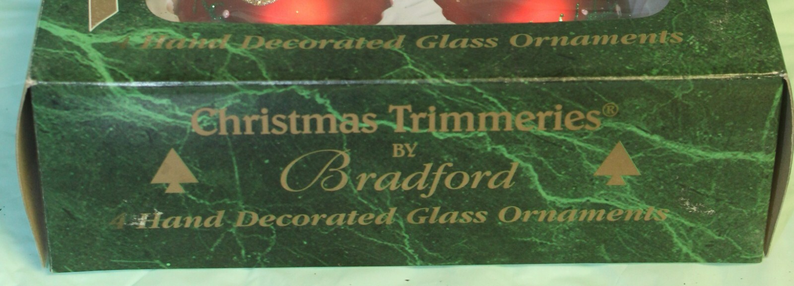 LOT OF 4 COLORFUL BRADFORD HAND PAINTED GLASS BELL CHRISTMAS ORNAMENTS