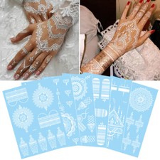 Mandala Henna White Tattoo - Temporary Waterproof Lace Tattoo Sticker Decor 1pc  