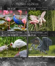 AQUATIC WATERBIRDS Water Birds/Bird MNH 4v-Stamp Sheet #1552 (2019 Sao Tome)