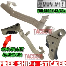 Steel City Arsenal RSNL FDE Trigger for Glok 43 43x 48 - 6061 BILLET ALUMINUM