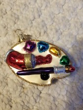 Old World Christmas Artist's Palette Blown Ornament 3" no box.