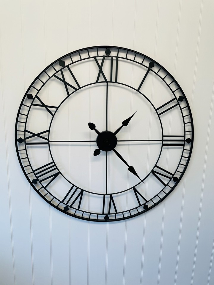 Extra Large Roman Numerals Skeleton Wall Clock Big Giant Open Face ...