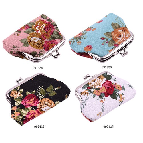 Women Coin Purse Lady Retro Vintage Flower Small Wallet Printing Floral Bag R - Picture 6 of 16