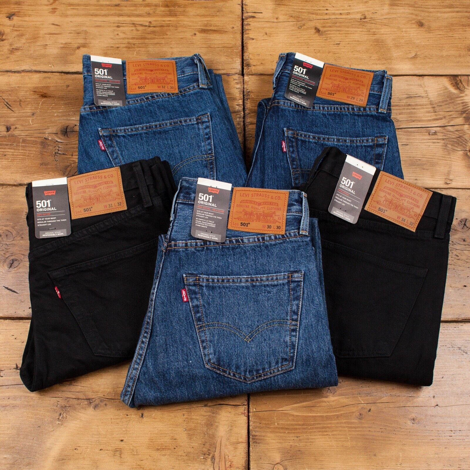 Levis Lot 501 Jeans Big E Premium Blue Black Denim Genuine