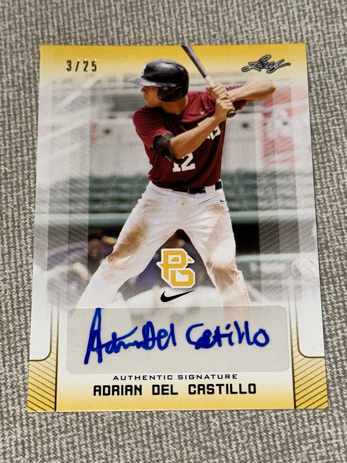 ADRIAN DEL CASTILLO 2017 LEAF PERFECT GAME AUTOGRAPH CARD #3/25 DIAMONDBACKS