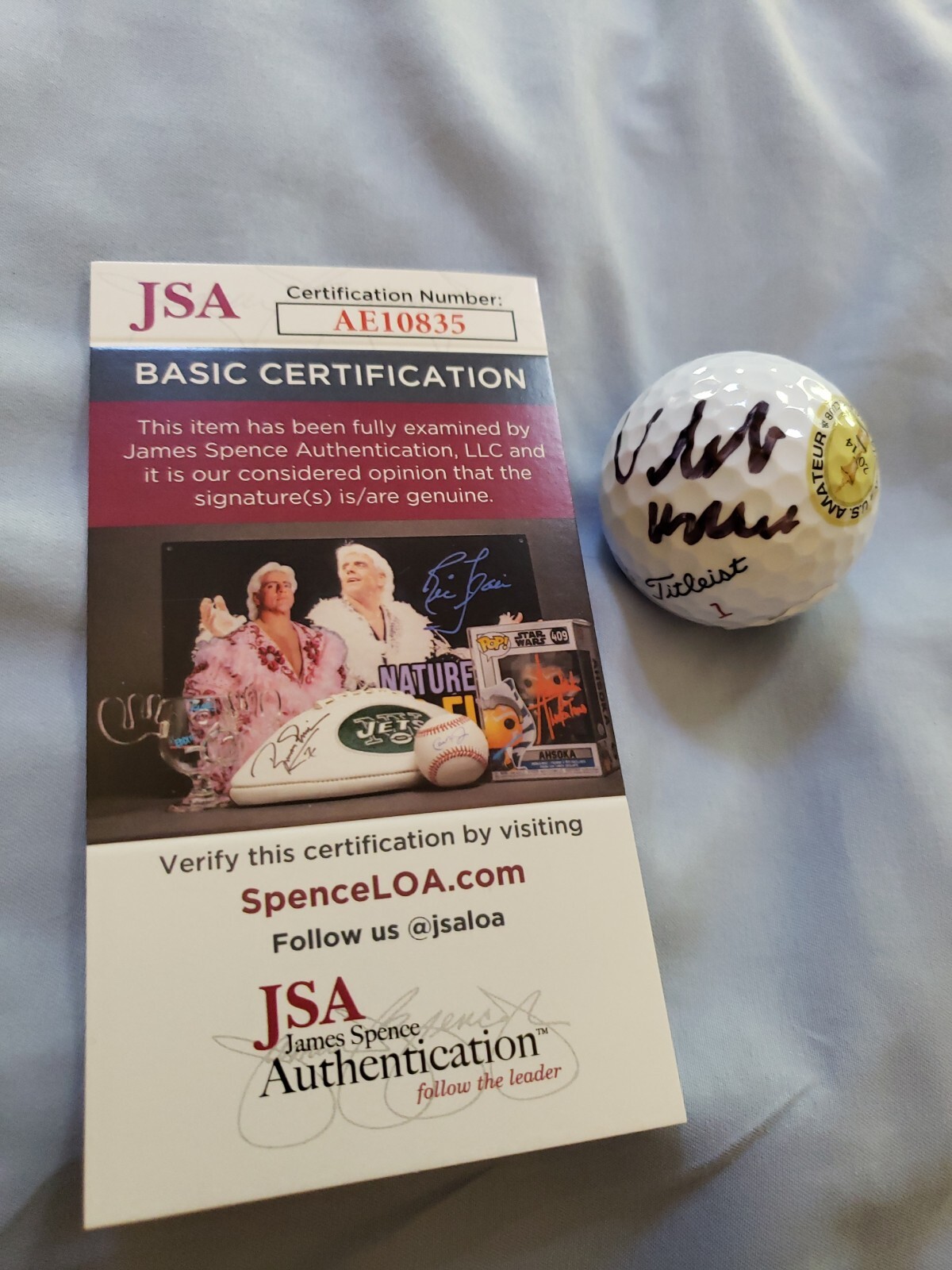 Viktor Hovland Autographed Signed Titleist 1 hand golf ball 2014 U.S. Amateur logo PGA Tour 