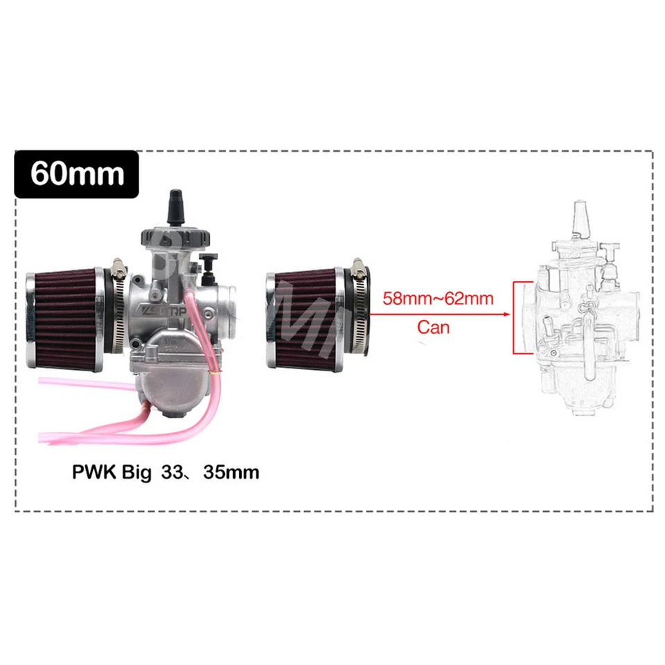 Kit de cápsulas de filtro limpiador de admisión de aire para motocicleta lavable de alto rendimiento 60 mm 2 piezas Foto 4 de 4