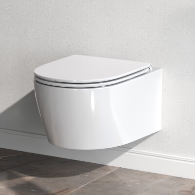 Design Hänge WC Spülrandlos Toilette abnehmbarer WC Sitz mit Softclose AM.PM