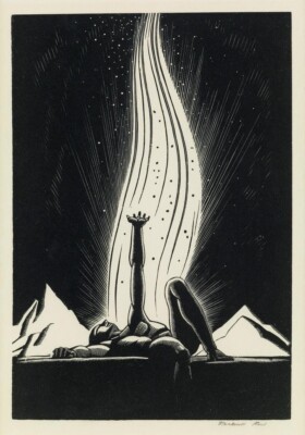 Lying in the Flames Rockwell Kent 1911 Wood Engraving Symbolist Art Print