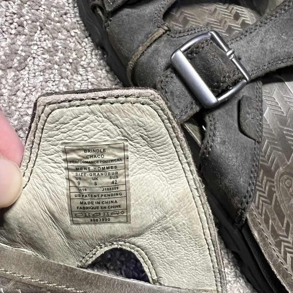 Sandalias Chaco Para Hombres 9 Atigrado Sandalia Cuero Marrón Informal Hebilla Correa Exterior Foto 4 de 4