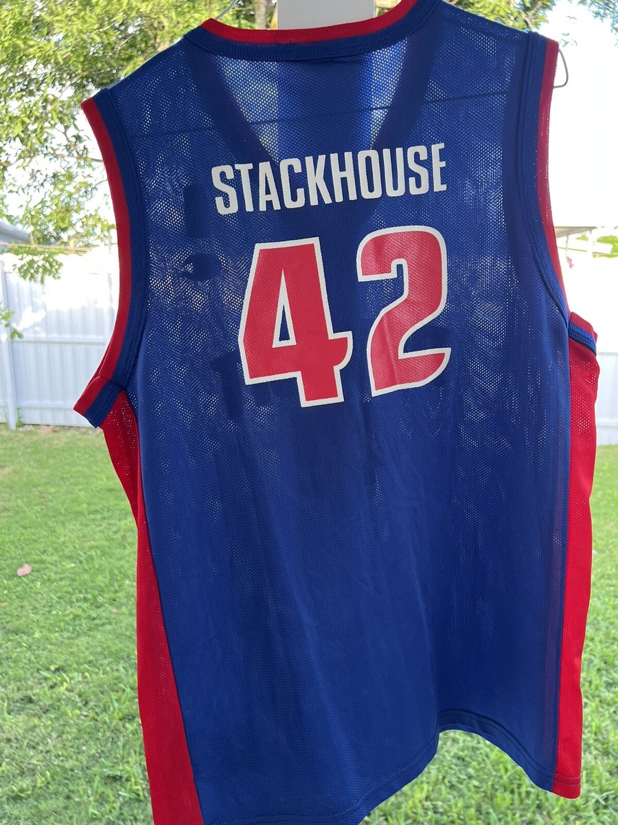 JERRY STACKHOUSE 42 Detroit Pistons Jersey NBA Champion S