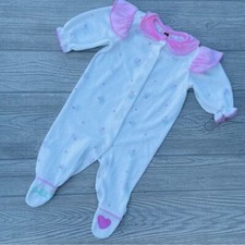 Vintage 90s carters button sleepwear footie pajama ruffle sleeve sweet heart 3-9
