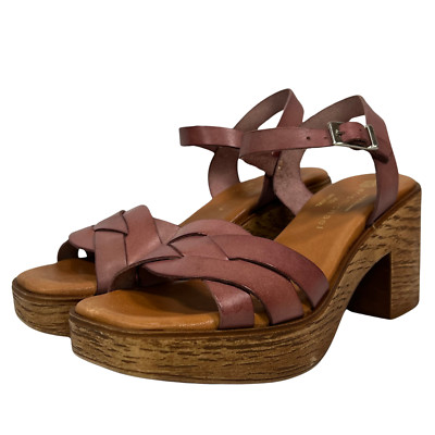 Eric Michael Heide Women's Block Heel Sandal Mauve Size EU 37 US 6.5-7
