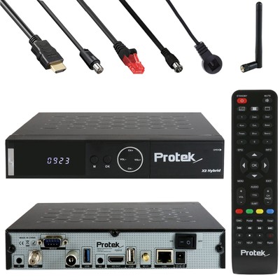 Protek X2 Combo 4K Linux WiFi DVB-S2/C/T2 inkl. Antennen, Koax- & Netzwerkkabel