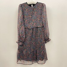 Loft Petite Shimmer Paisley Velvet-Trim Shift Dress XXSP Multicolor Lined Boho