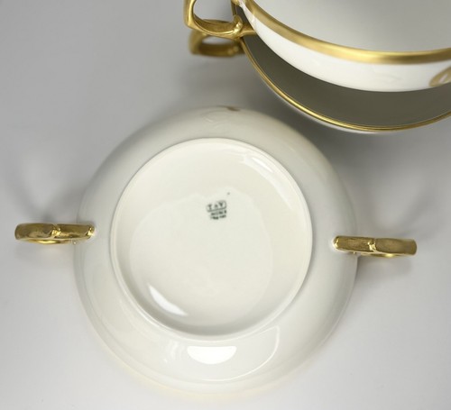 Antike T & V, Tressemanes & Vogt Limoges Sahne Suppe Doppelgriff Schüssel S/5 - Bild 10 von 11