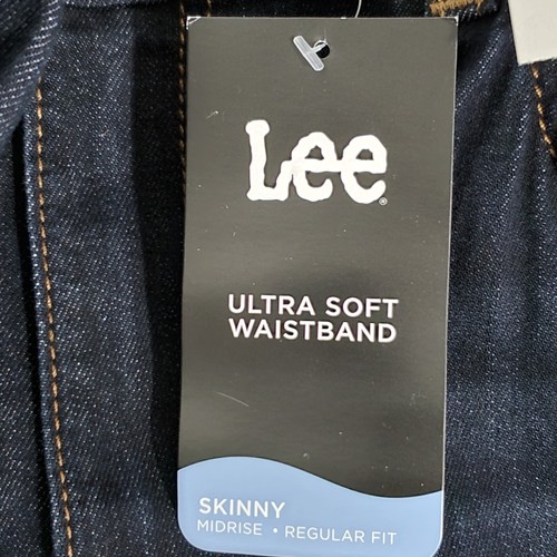Lee Ultra Soft Waistband Regular Fit Skinny Mid Rise Dark Wash Jeans NEW Sz 14M - Picture 12 of 13