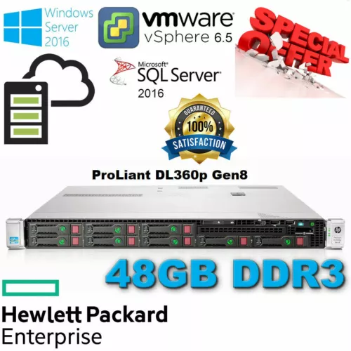 HP ProLiant DL360P Gen8 2x E5-2630v2 Xeon 6-Cores 48GB RAM 4x600GB 2.5" SAS 10K