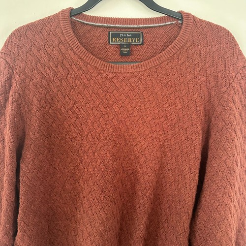 Jos A. Bank Reserve Cotton Cashmere Crewneck Knit Sweater Burnt Orange Large - Picture 2 of 5
